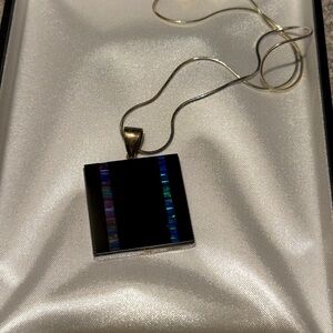 Black Opal and Opal Pendant Necklace